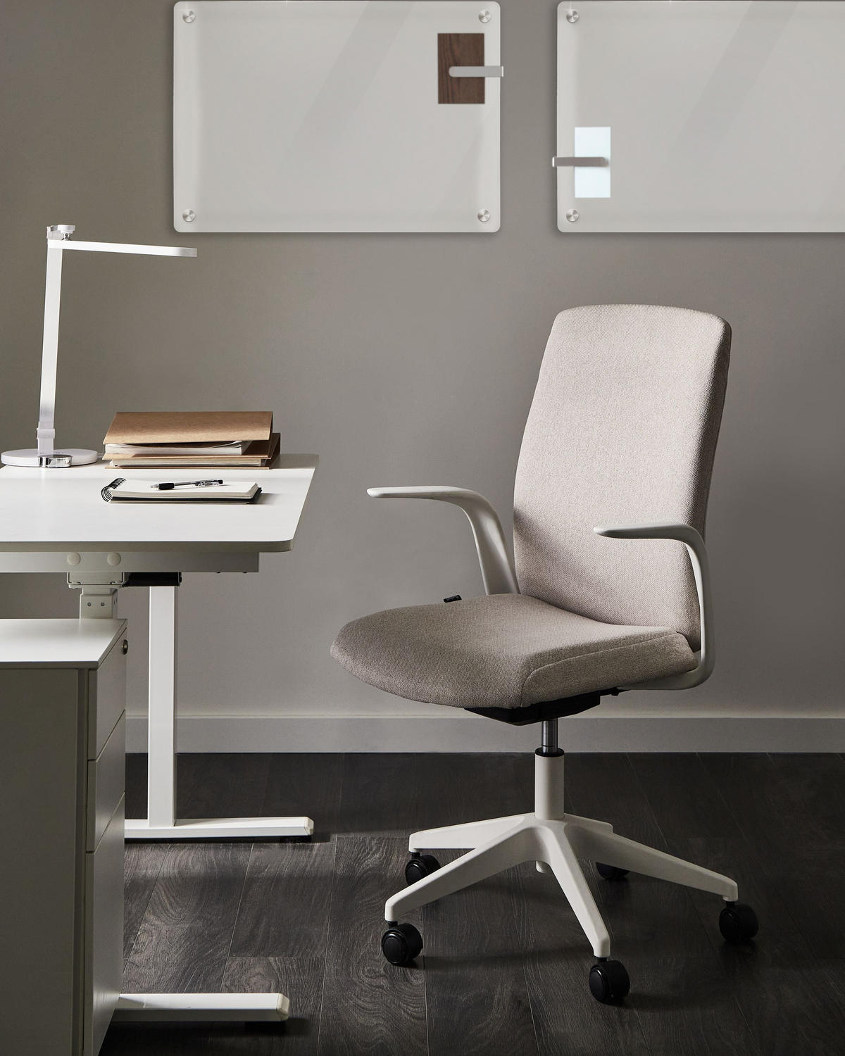 BÜROSTUHL Beige Captain - Beige/Weiß, Textil (62/100/58cm) - Beliani