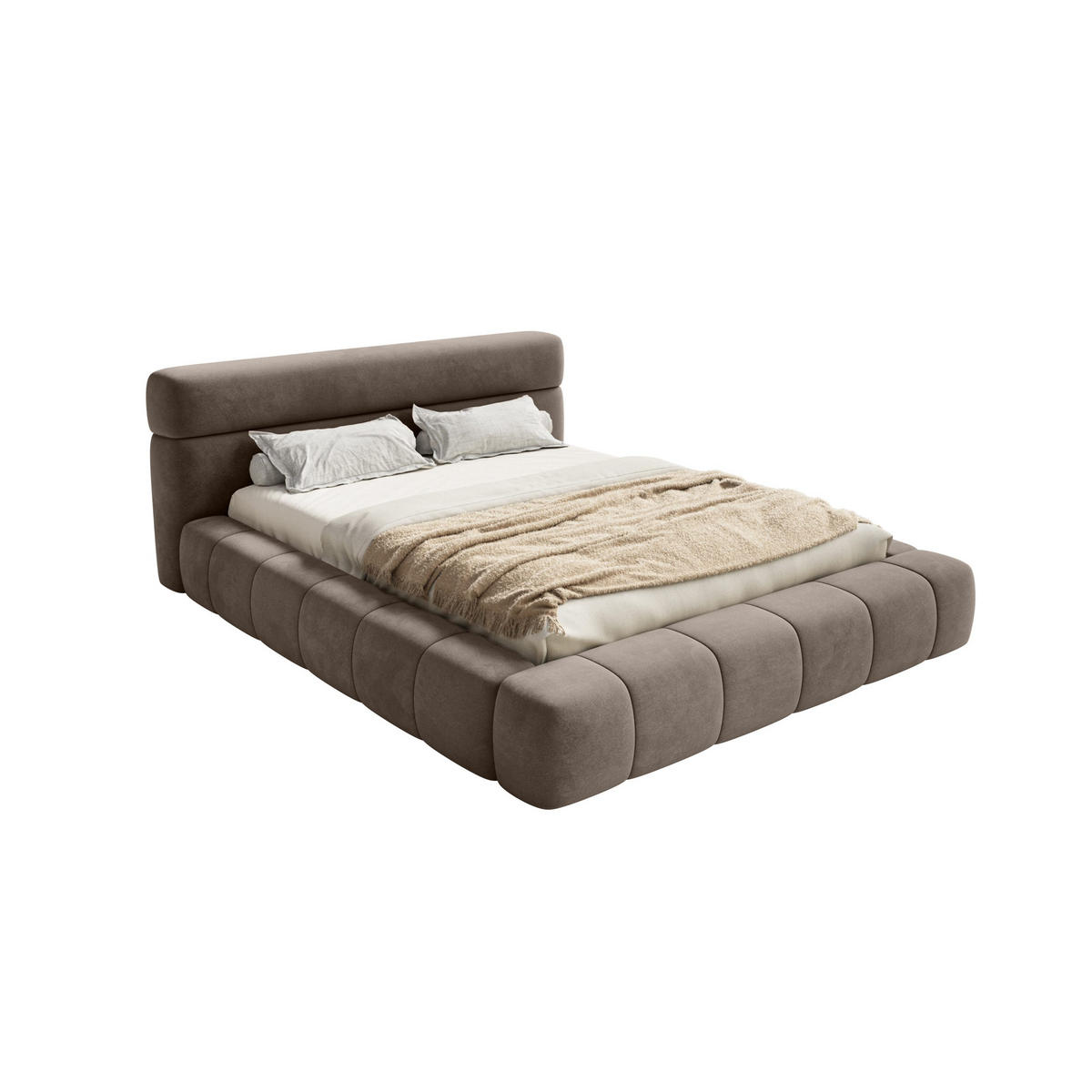 POLSTERBETT Nuuk 200x200 cm, Taupe - Taupe, Textil (200/200cm) - Fedve