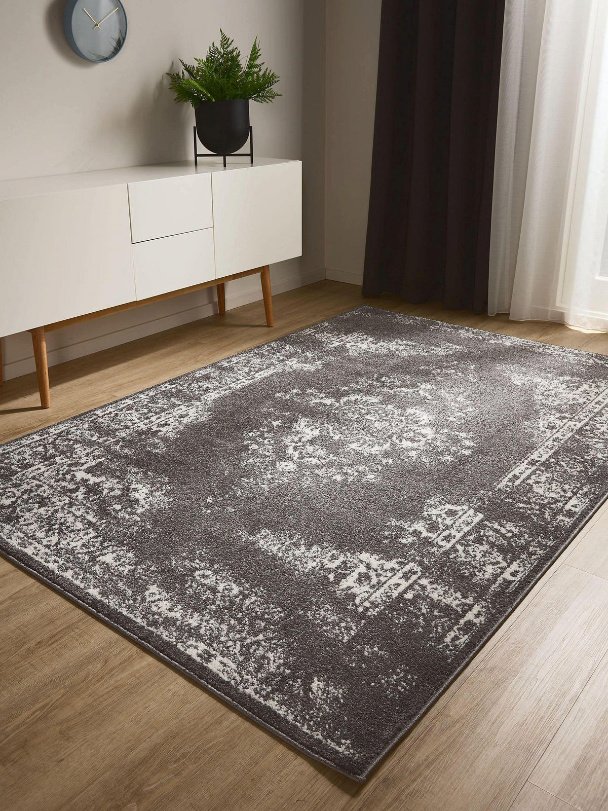 VINTAGE-TEPPICH Sia 200/300 cm - Grau, Kunststoff (200/300cm) - benuta