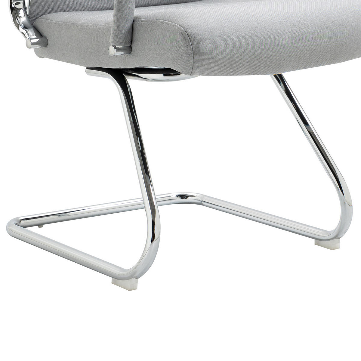 BESUCHERSTUHL OFFICE COMFORT 2er Set LB Stoff Hellgrau - Silberfarben/Hellgrau, Textil/Metall (56/94/64cm) - SVITA