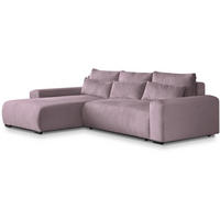 ECKSCHLAFSOFA Benny rosa links - Schwarz/Rosa, Kunststoff/Textil (271/185cm) - Beautysofa