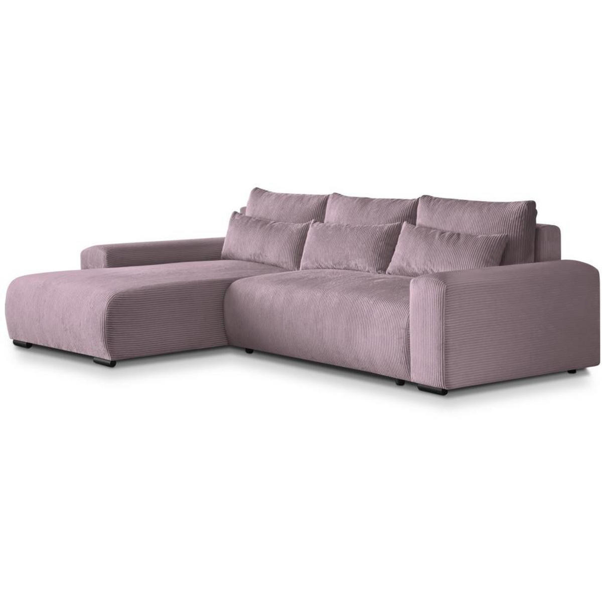 ECKSCHLAFSOFA Benny rosa links - Schwarz/Rosa, Kunststoff/Textil (271/185cm) - Beautysofa