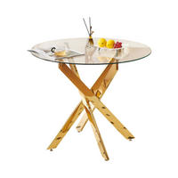ESSTISCH 80/75 cm in Gold mit Glasplatte und Metallgestell - Goldfarben, Metall (80/80/75cm) - Flora Grace