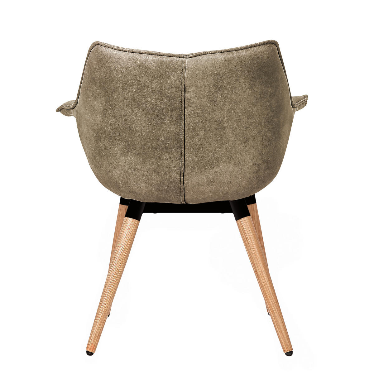 ARMLEHNENSTUHL - Microfaser / Eiche massiv - Beige, Textil (70/81/64cm) - home24