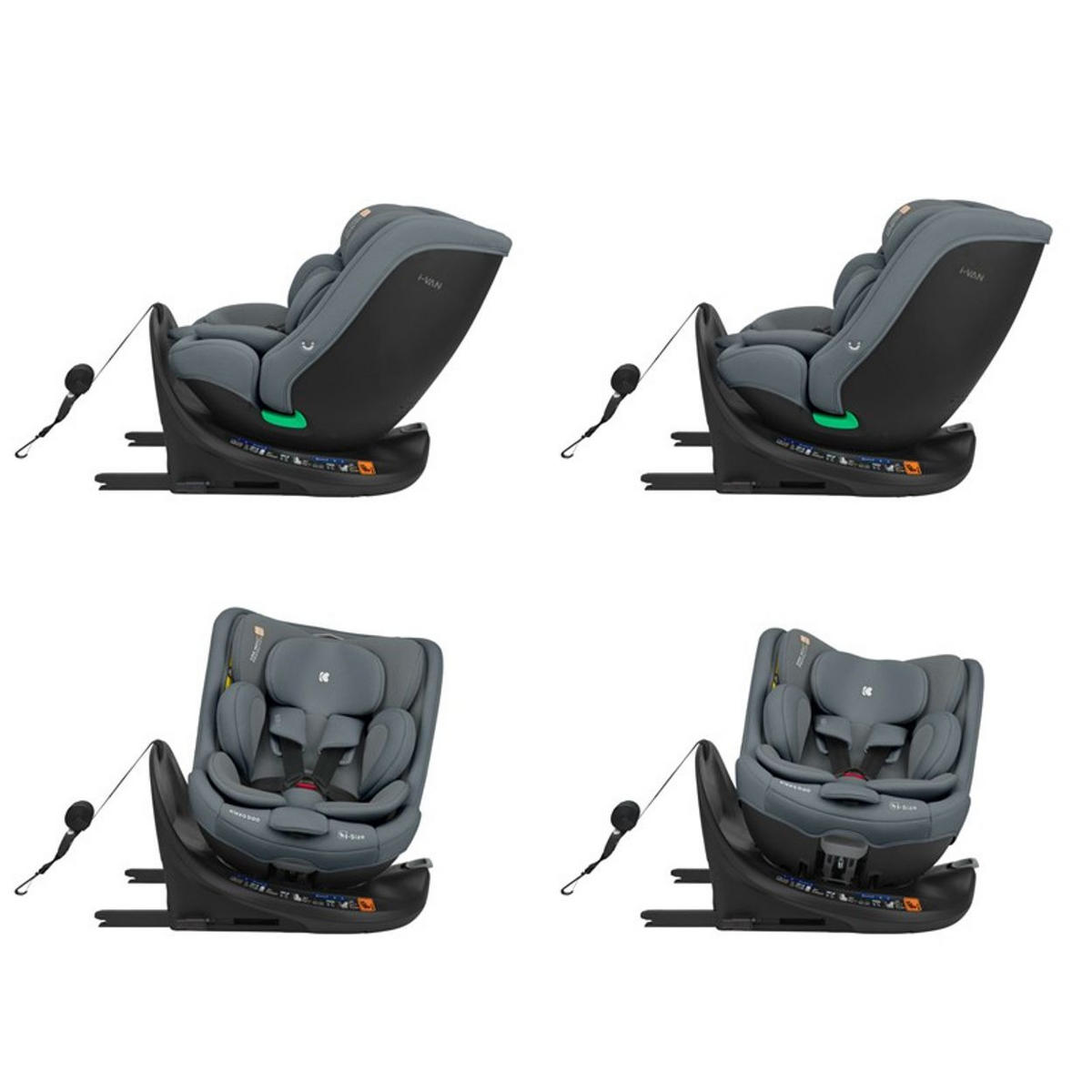 KINDERSITZ i-Van i-Size dunkelgrau (40-150cm) Isofix Gruppe 0+/1/2/3 Kopfstütze - Grau, Kunststoff (43/58cm) - Kikka boo