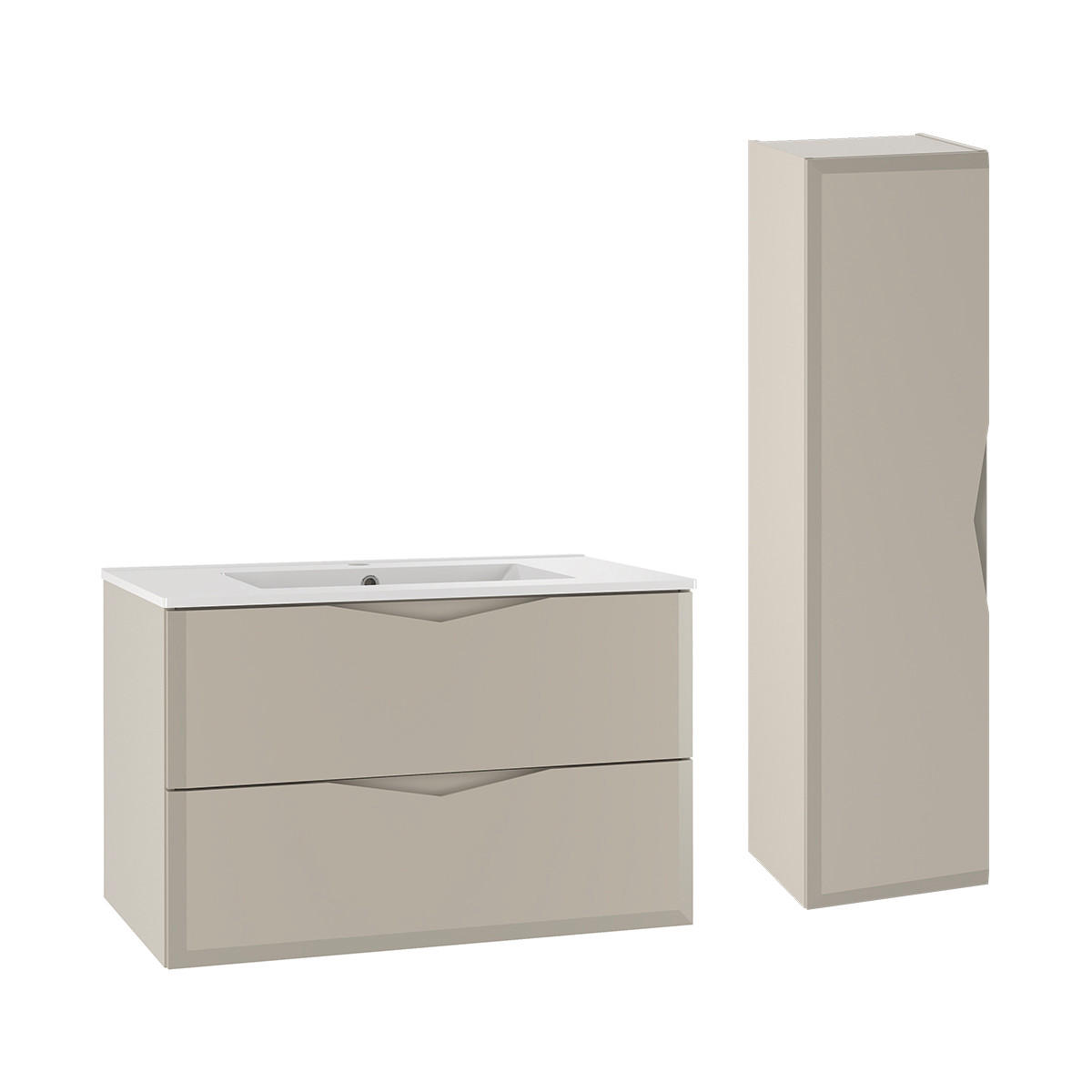 BADMÖBEL 80cm Ellie 2er-Set Kaschmir - Beige, Holzwerkstoff (80/50/45.8cm) - Petits-meubles