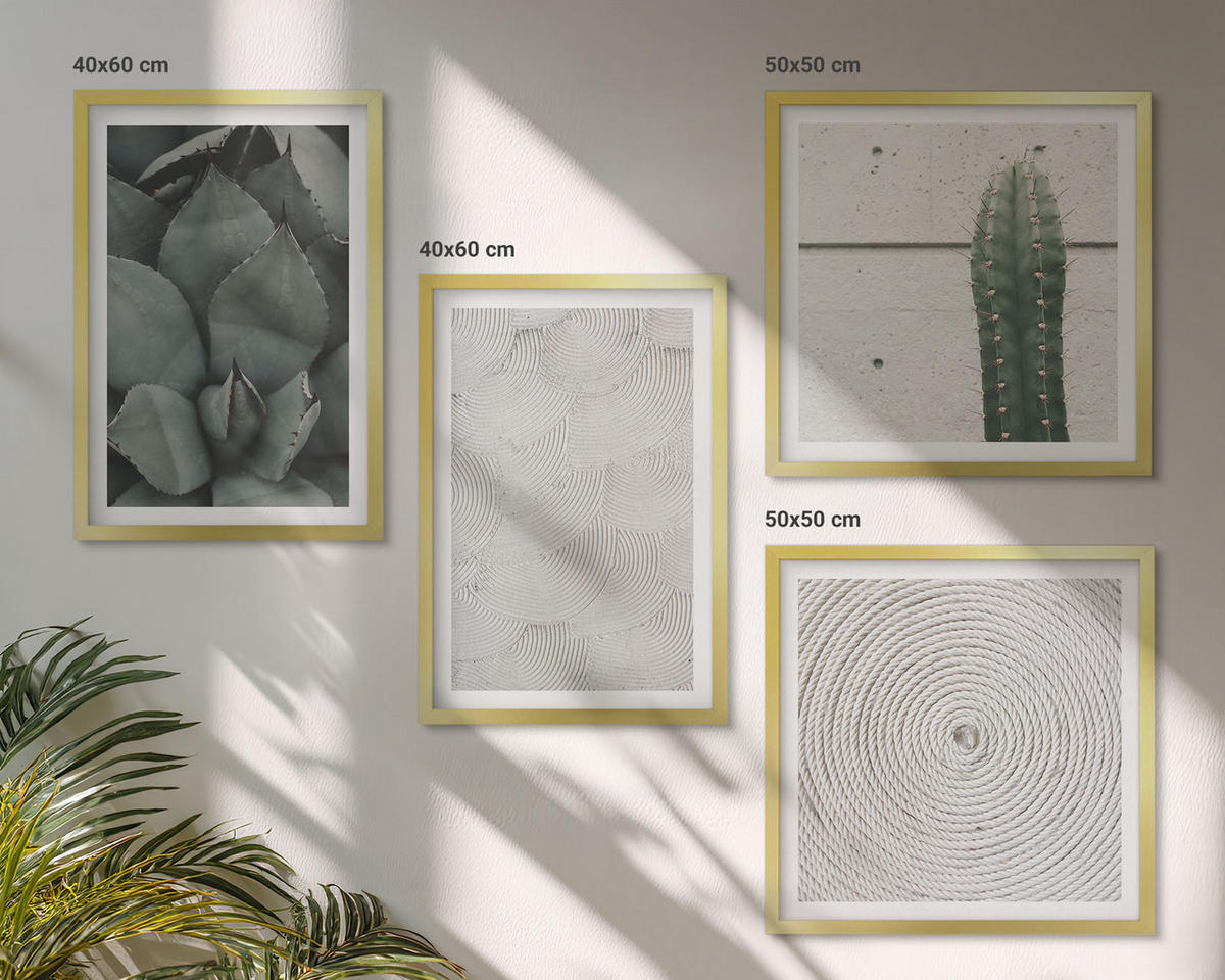 WANDBILDER 4er Set - 50x50 cm & 40x60 cm Goldrahmen - Sommerliche Texturen aus den Tropen - Goldfarben, Kunststoff (50/50cm) - ArtPrintCave