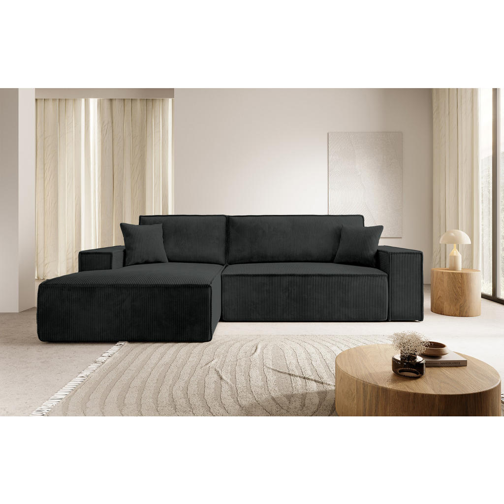 Thumbnail - Selsey Ecksofa, Schwarz, Textil, L-Form, Ottomane links, 267x167 cm, Wohnzimmer, Sofas & Couches, Wohnlandschaften, Ecks...