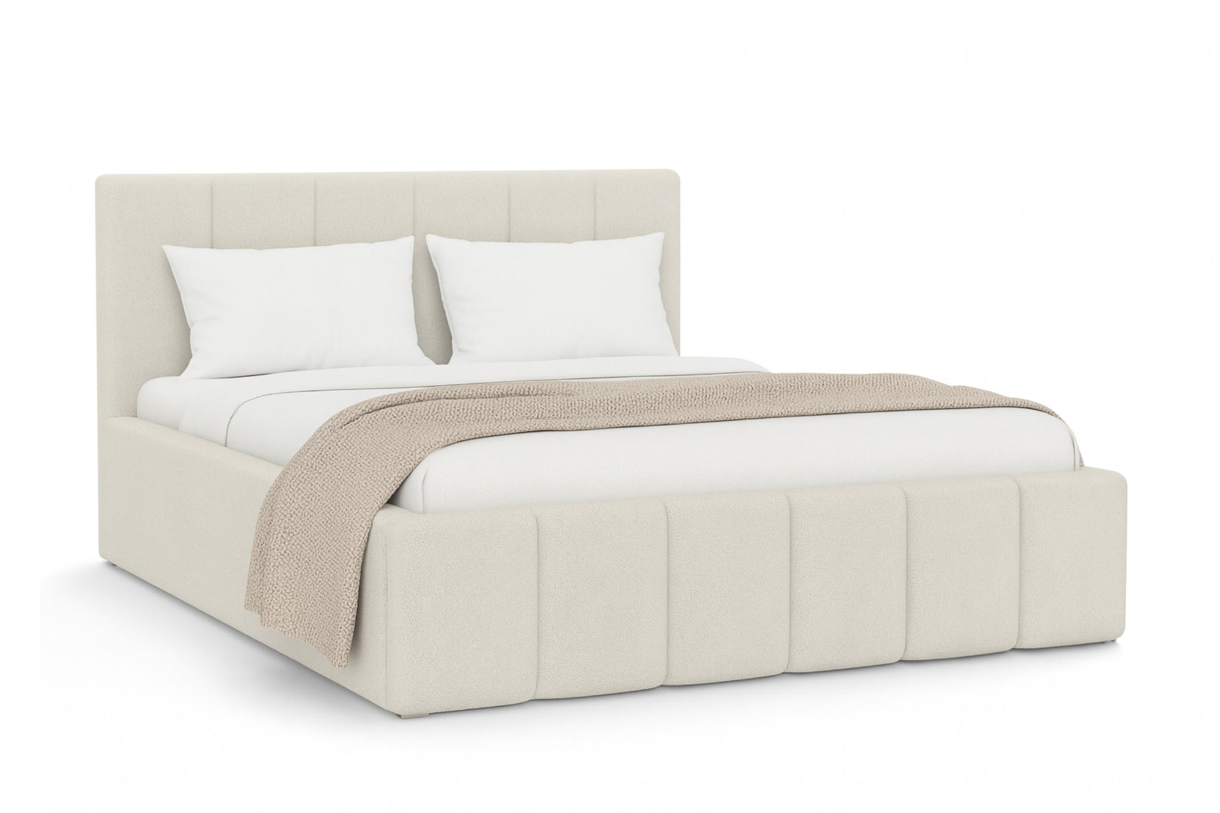 POLSTERBETT MEGAN 160/200 in Boucle Ecru - Ecru, Holz/Holzwerkstoff (160/200cm) - Deine Möbel 24