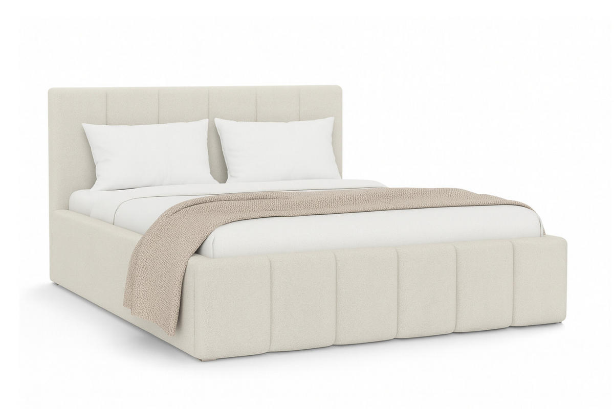 POLSTERBETT MEGAN 140/200 in Boucle Ecru - Ecru, Holz/Holzwerkstoff (140/200cm) - Deine Möbel 24