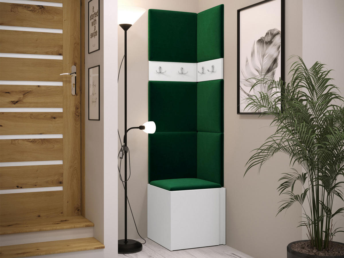 GARDEROBEN-SET Orion XXI - Weiß/Grün, Holzwerkstoff/Kunststoff (42/186/46cm) - MIRJAN24