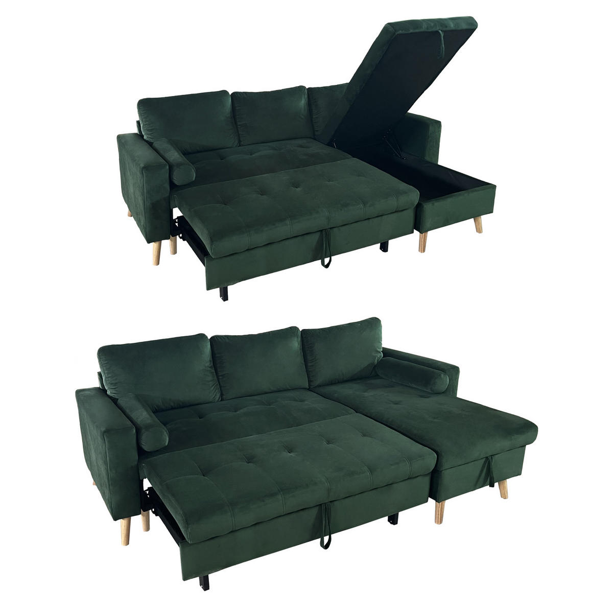 ECKSOFA JAMES GRÜN 3 PLÄTZE - Grün, Textil (145/225cm) - Happy Garden