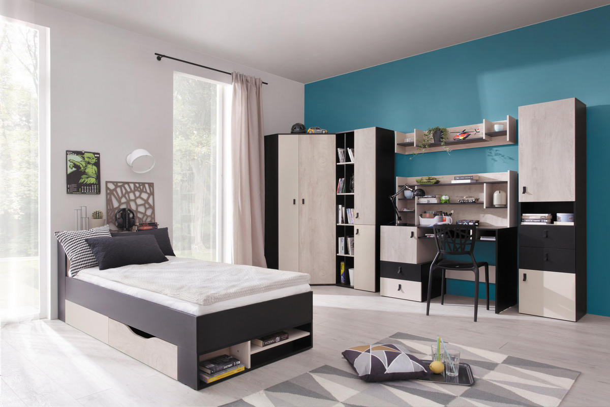 SCHREIBTISCH ISEO 125x55x86 cm Bürotisch Computertisch, Schwarz - Schwarz, Holzwerkstoff (55/125/86cm) - MASSENO