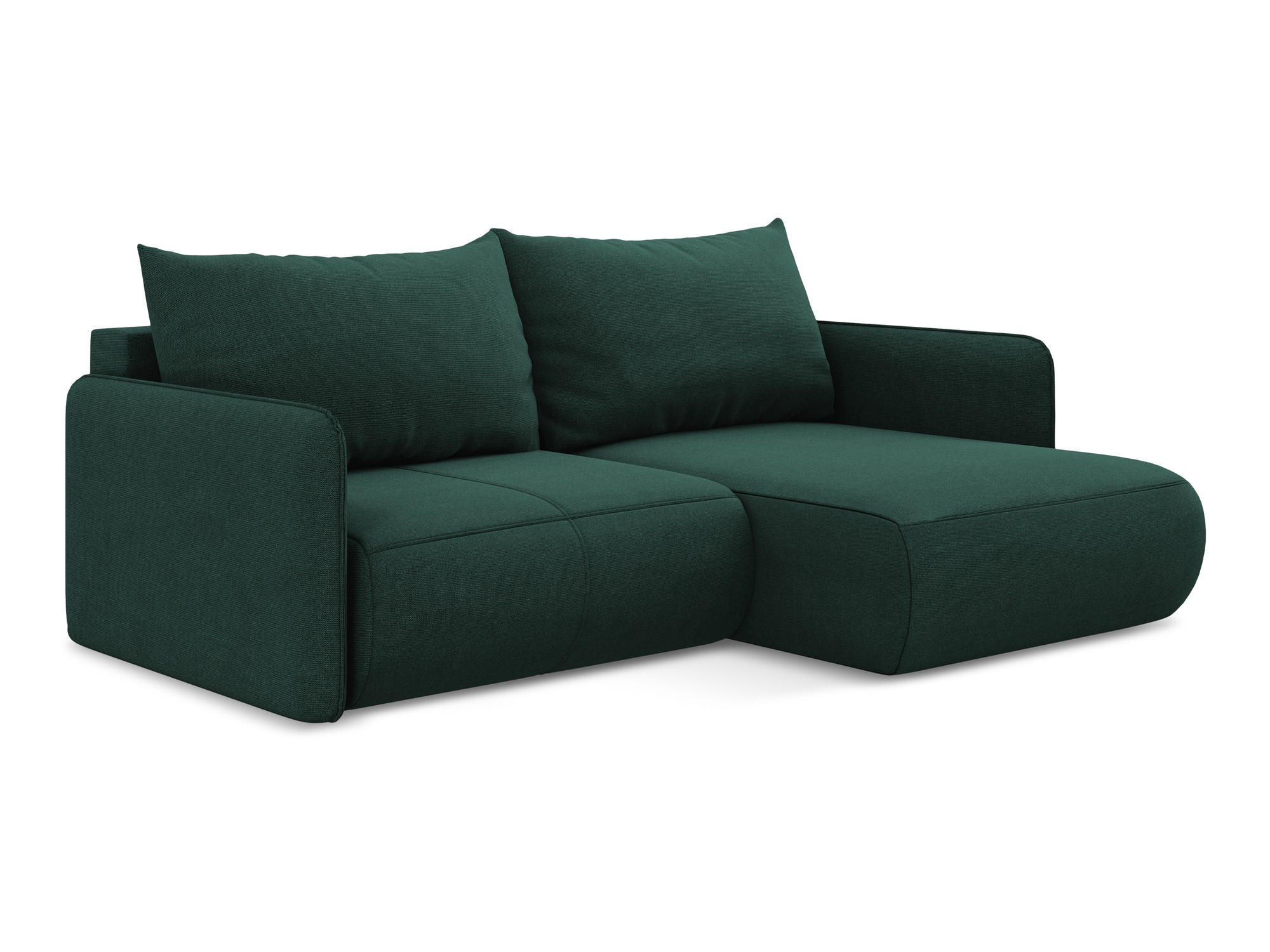 ECKSOFA mit Schlaffunktion Strukturstoff Stoff Grün - Dunkelgrün/Schwarz, Kunststoff/Textil (207/148cm) - Makamii