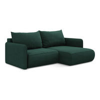ECKSOFA mit Schlaffunktion Strukturstoff Stoff Grün - Dunkelgrün/Schwarz, Kunststoff/Textil (207/148cm) - Makamii
