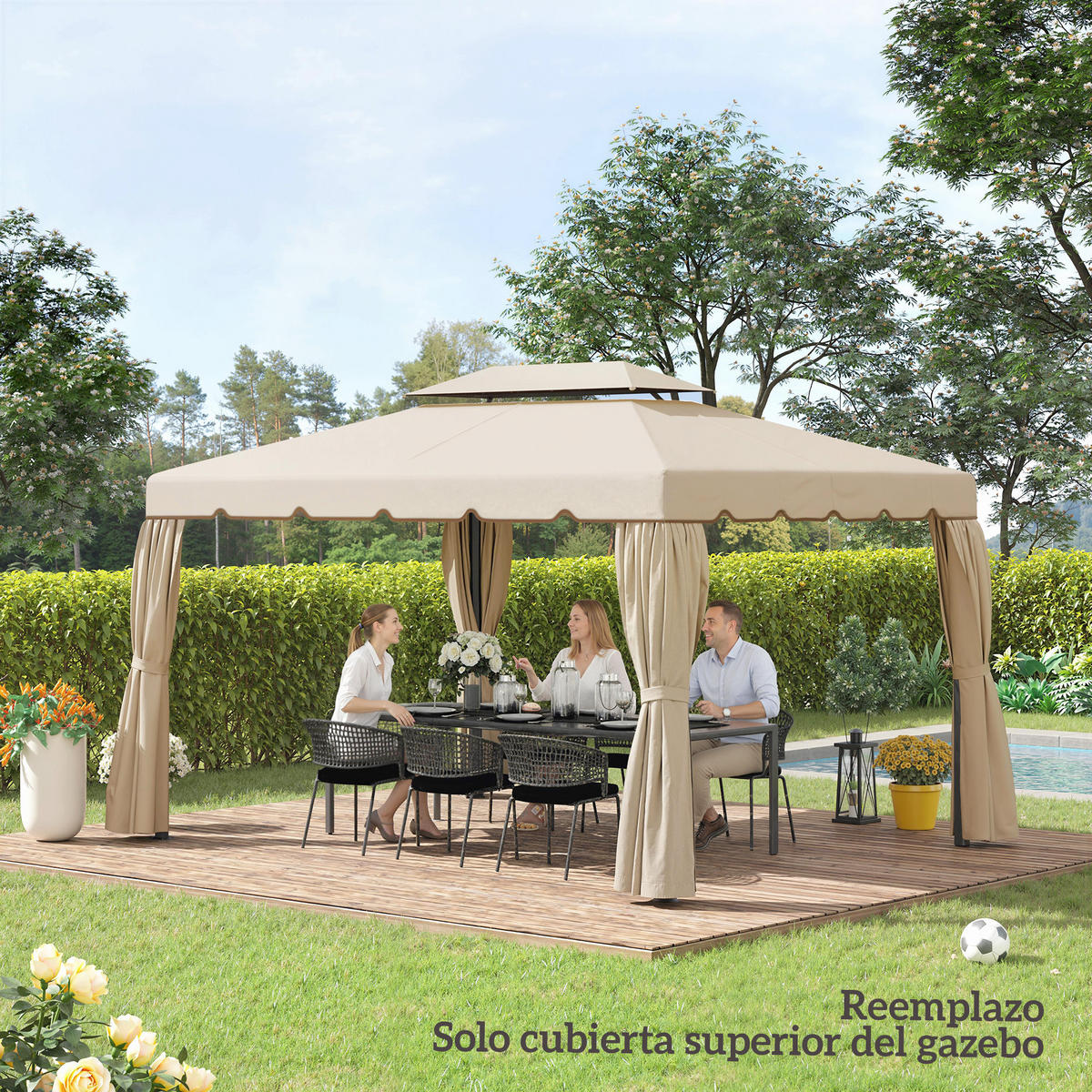ERSATZDACH Beige 1 Stück - Beige, Naturmaterialien (300/0.1/400cm) - GiPP