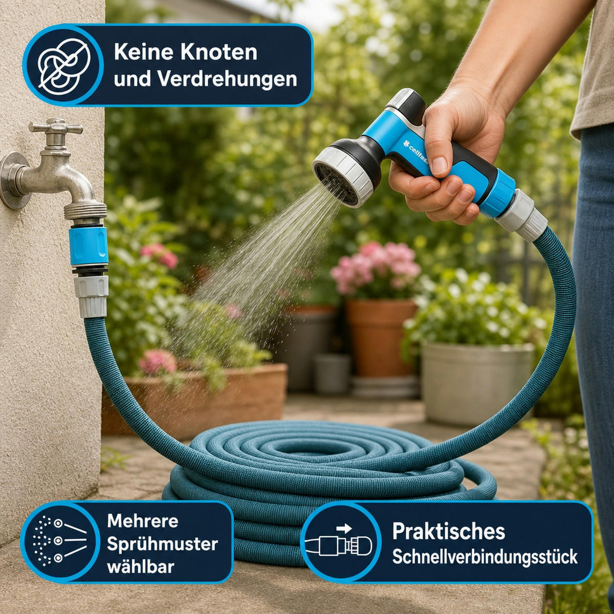 GARTENSCHLAUCH - Dunkelblau, Kunststoff (35cm) - BONI-SHOP