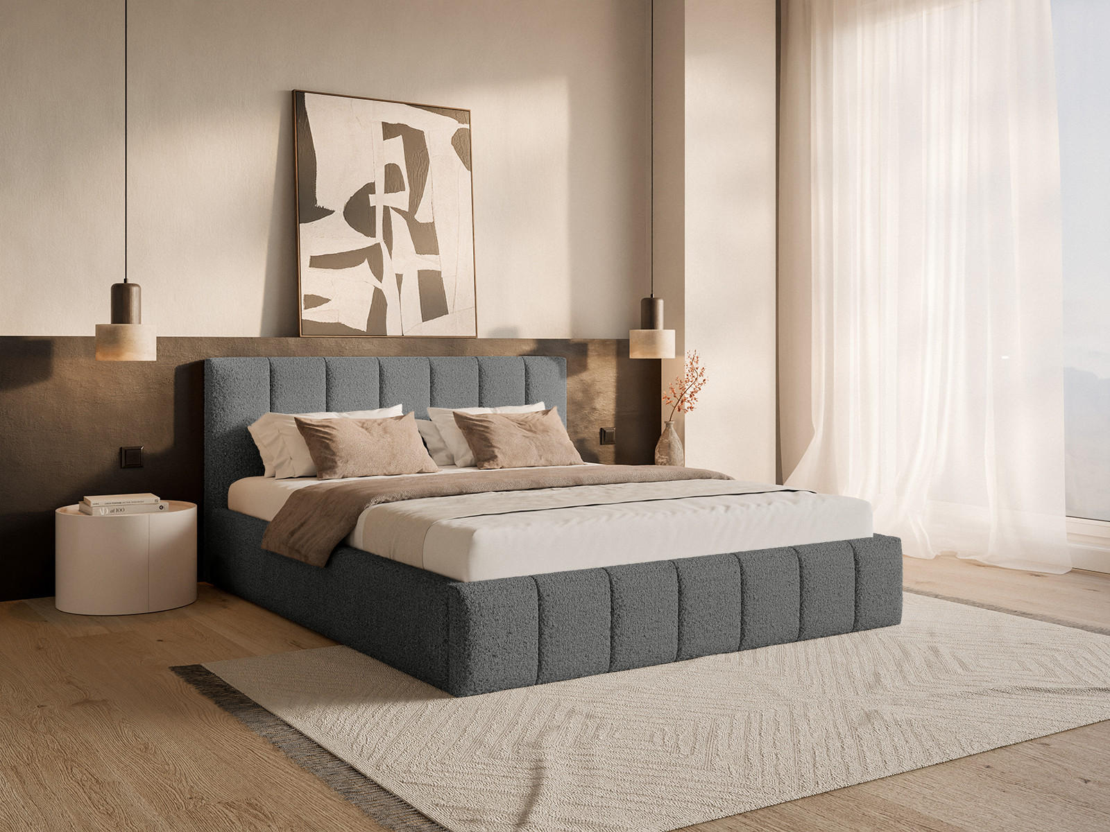 POLSTERBETT TORAO 160x200 cm, Dunkelgrau - Dunkelgrau, Textil (160/200cm) - Fedve