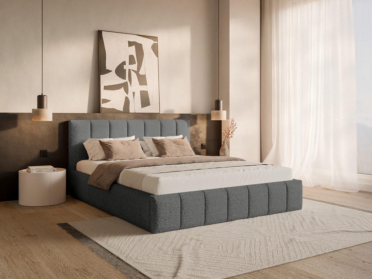 POLSTERBETT TORAO 160x200 cm, Dunkelgrau - Dunkelgrau, Textil (160/200cm) - Fedve