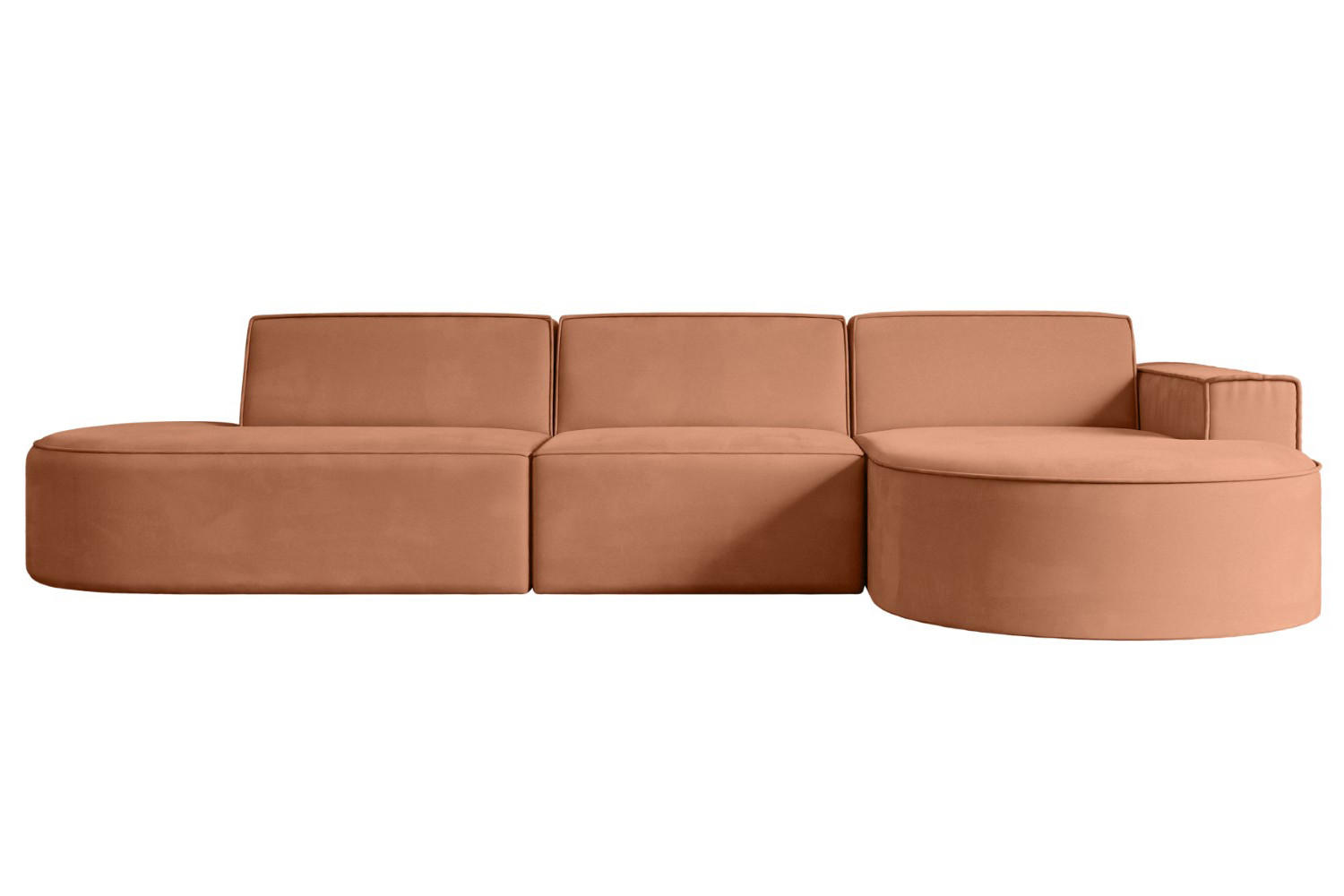 ECKSOFA Ottomane Rechts MARI-L2 - 321x165x78 cm Koralle Velours - Koralle/Schwarz, Holzwerkstoff/Kunststoff (321/165cm) - ALTDECOR