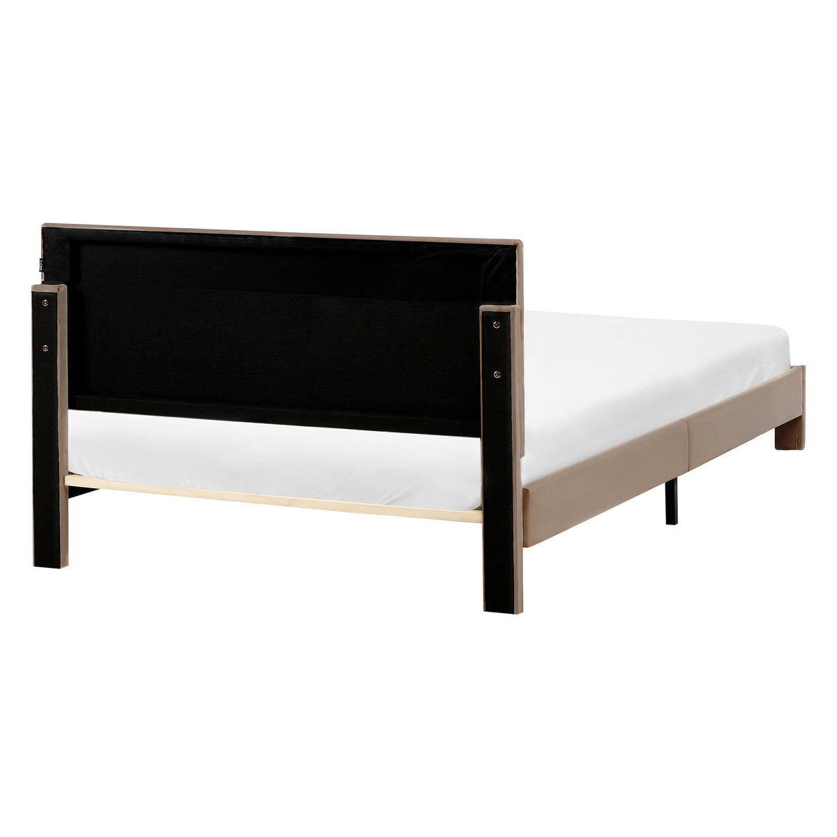 BETT mit Schubladen 140/200 cm Samtstoff Taupe Lonzac - Taupe, Textil (140/200cm) - Beliani