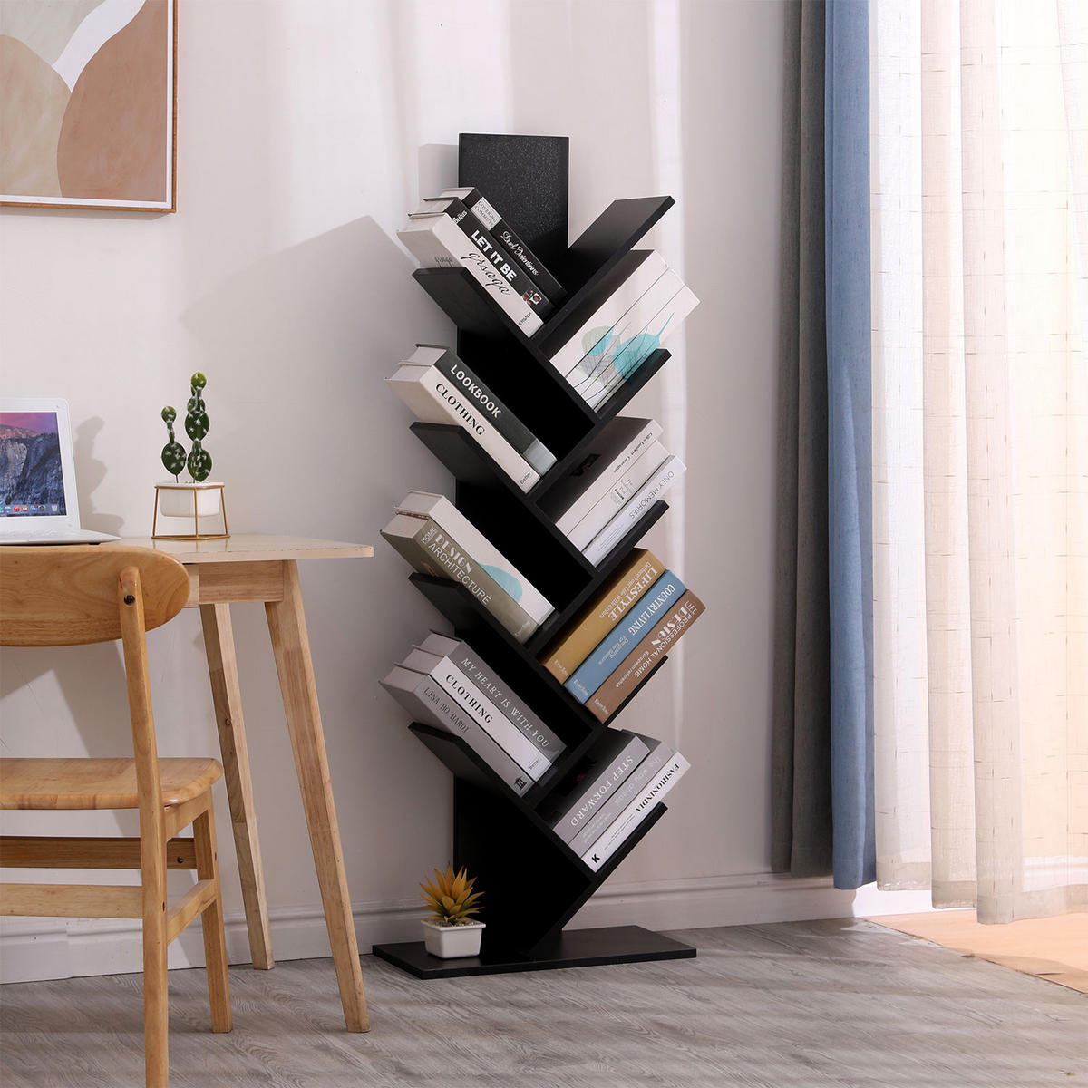 BÜCHERSCHRANK Simone Schwarz - Schwarz, Holzwerkstoff (25/141/50cm) - Happy Garden