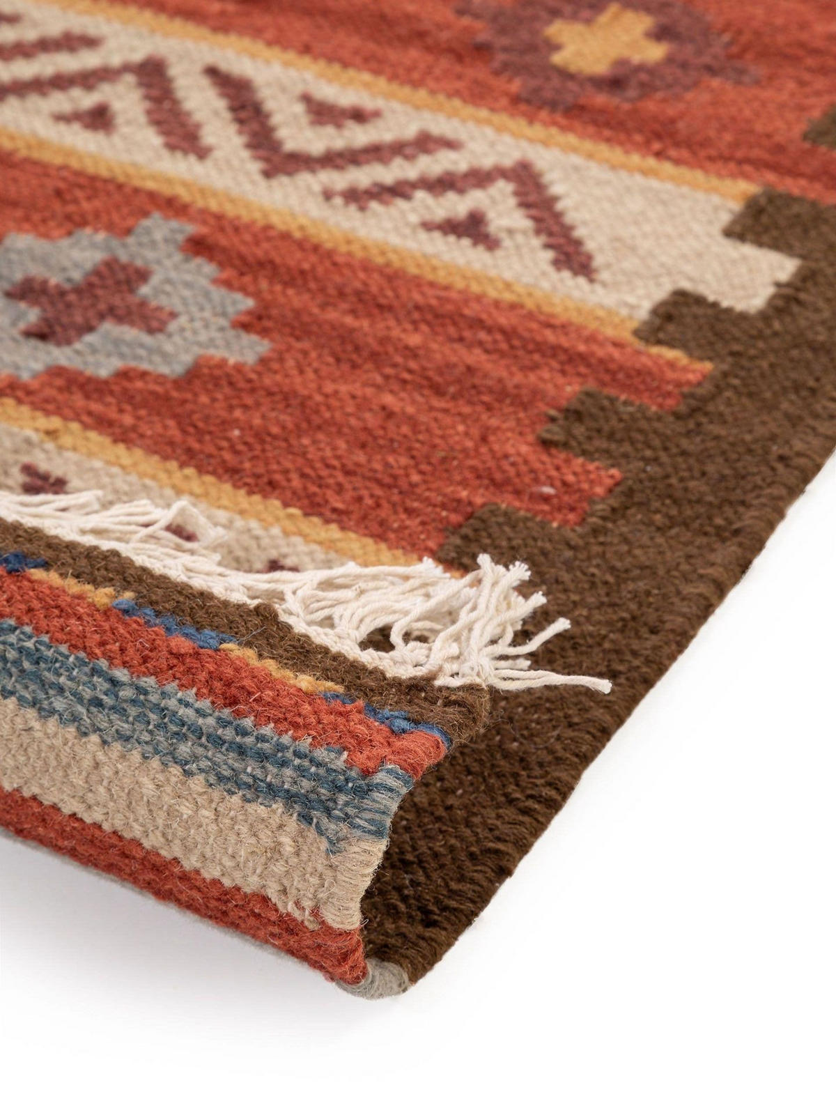 KELIM handgewebt Zohra Multicolor/Rot 80x200 cm - Rot/Multicolor, Textil (80/1cm) - KUNSTLOFT