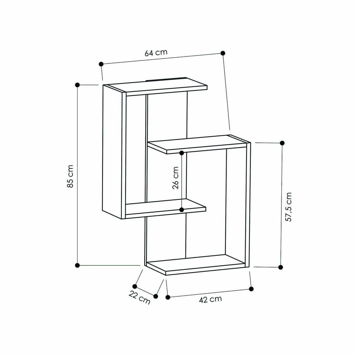 WANDREGAL in Eiche-Dekor und Anthrazitgrau 64/22/85 cm - Anthrazit, Holzwerkstoff (22/85/12cm) - Calicosy