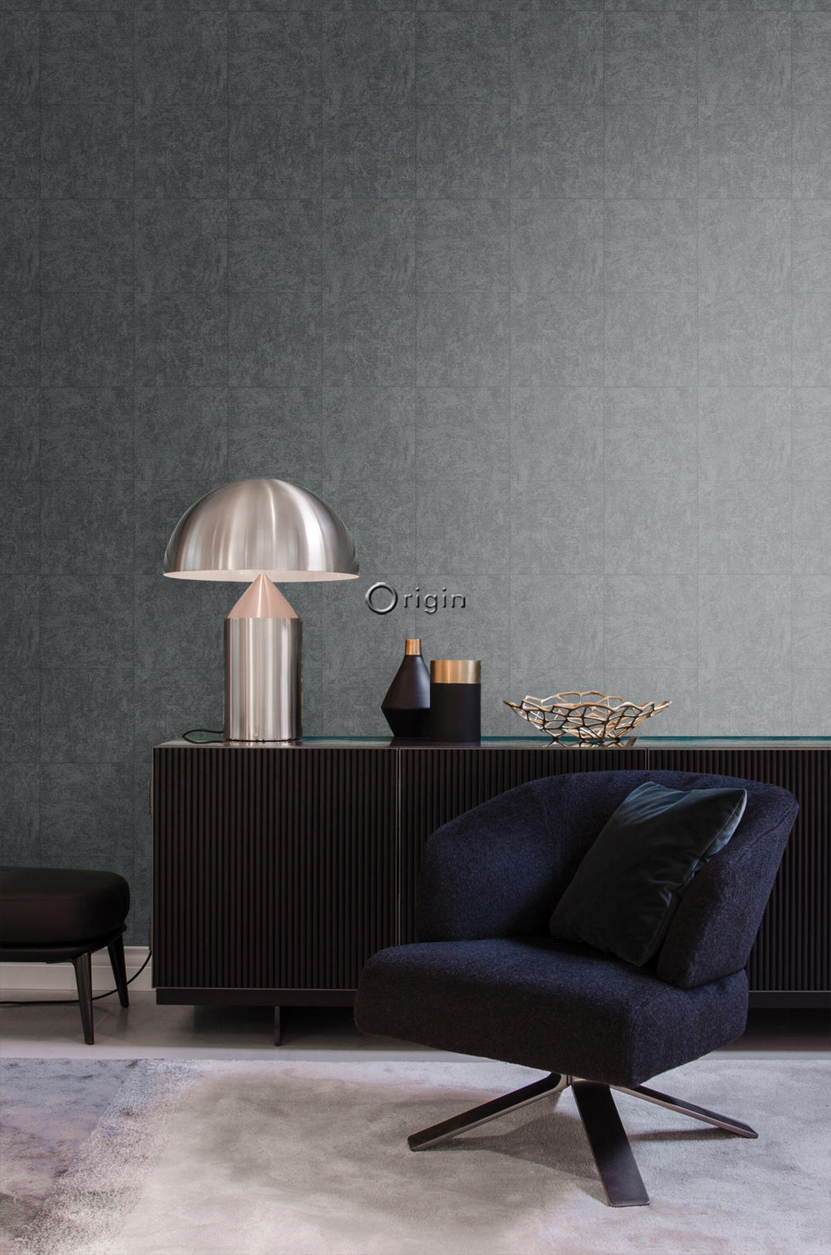 TAPETE Stein-Optik 53 cm x 10.05 m - Schwarz, Papier (53/1000cm) - Origin Wallcoverings