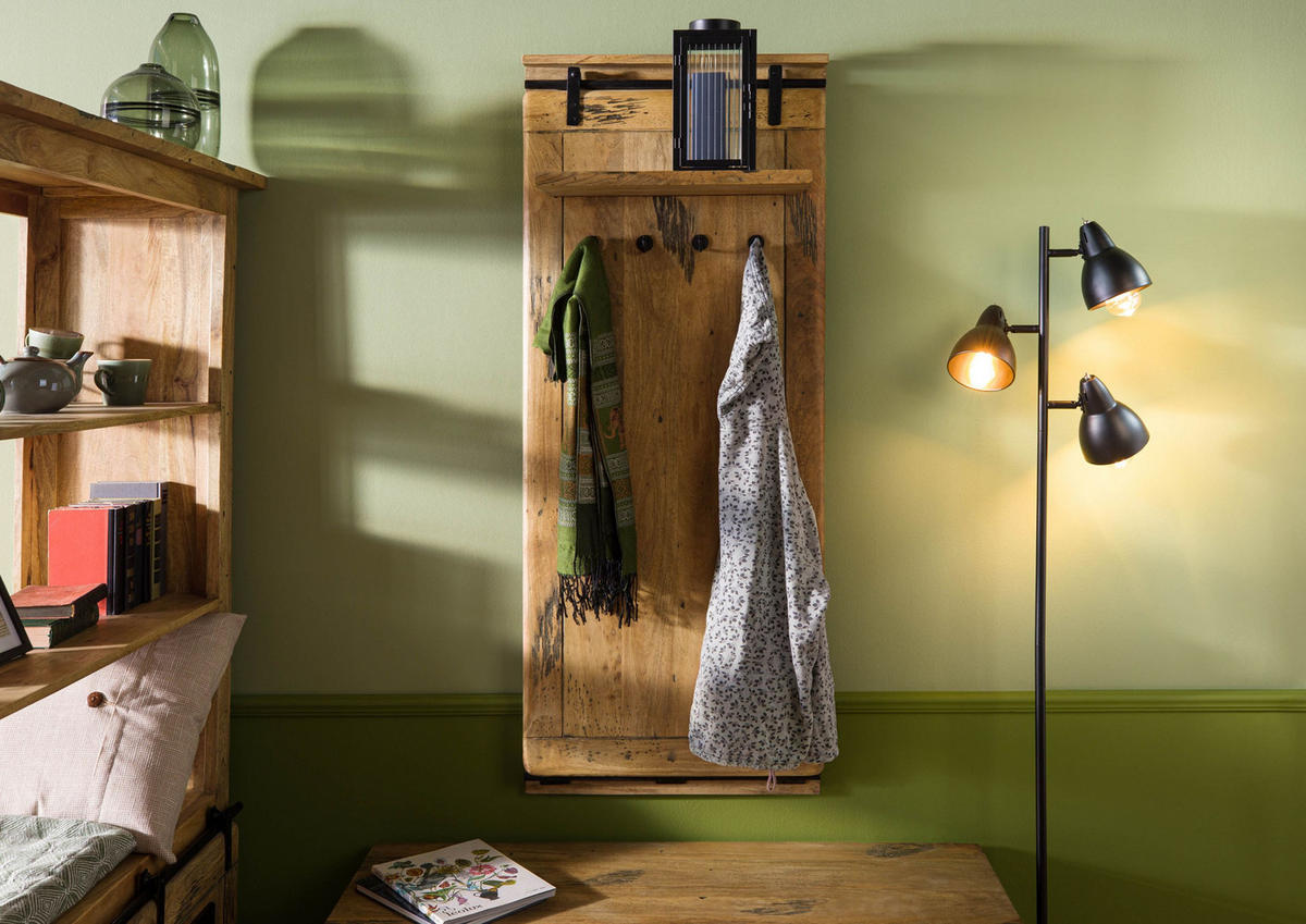 WANDGARDEROBE Mango 59x32x145 natur lackiert RAILWAY #1009 - Naturfarben, Holz (59/145/32cm) - Massivmoebel24