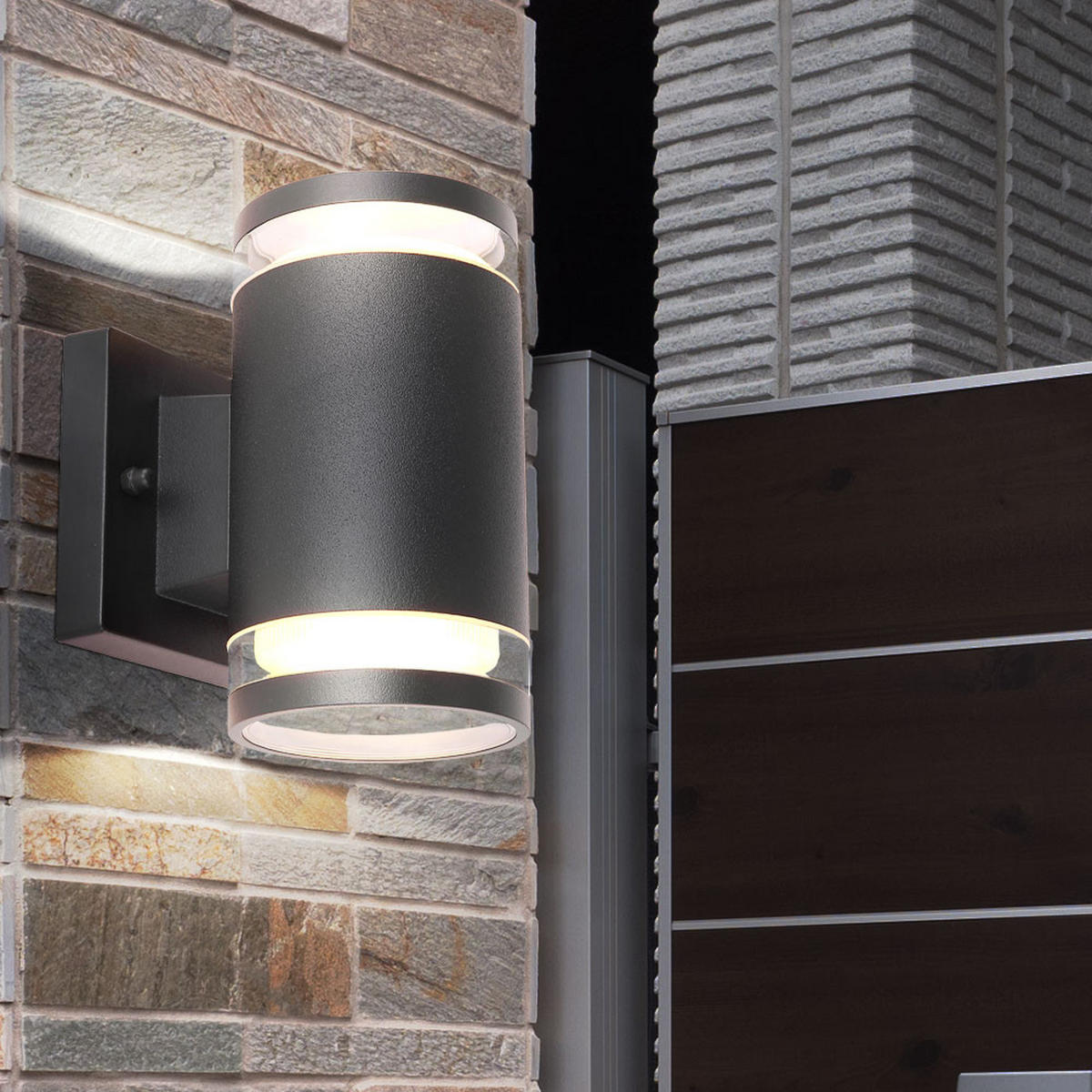 AUSSEN-WANDLEUCHTE Aluminium Anthrazit - Grau, Glas (10/16.5/13cm) - Globo Lighting