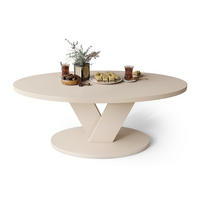 COUCHTISCH Oval Beige mit Ablage - Beige, Holzwerkstoff (60/110/45cm) - designimpex