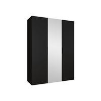 DREHTÜRENSCHRANK Malaga 150 mit Frontspiegel - Schwarz, Holzwerkstoff (150/202/52cm) - MIRJAN24