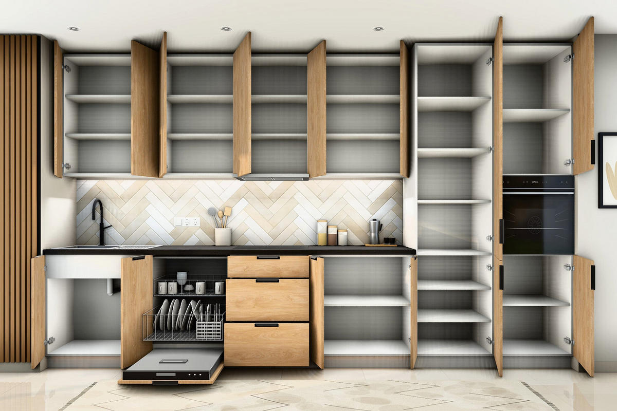 KÜCHENZEILE Sorento Sonoma Eiche & Weiß – 400 cm – K88-G400 R - Schwarz/Weiß, Holzwerkstoff/Metall (400/247/58cm) - ROYAL24_MARKT