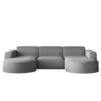 ECKSOFA U-Form MODENA STUDIO Stoff Verita Stahl - Silberfarben, Holz (165/299cm) - Kaiser Möbel