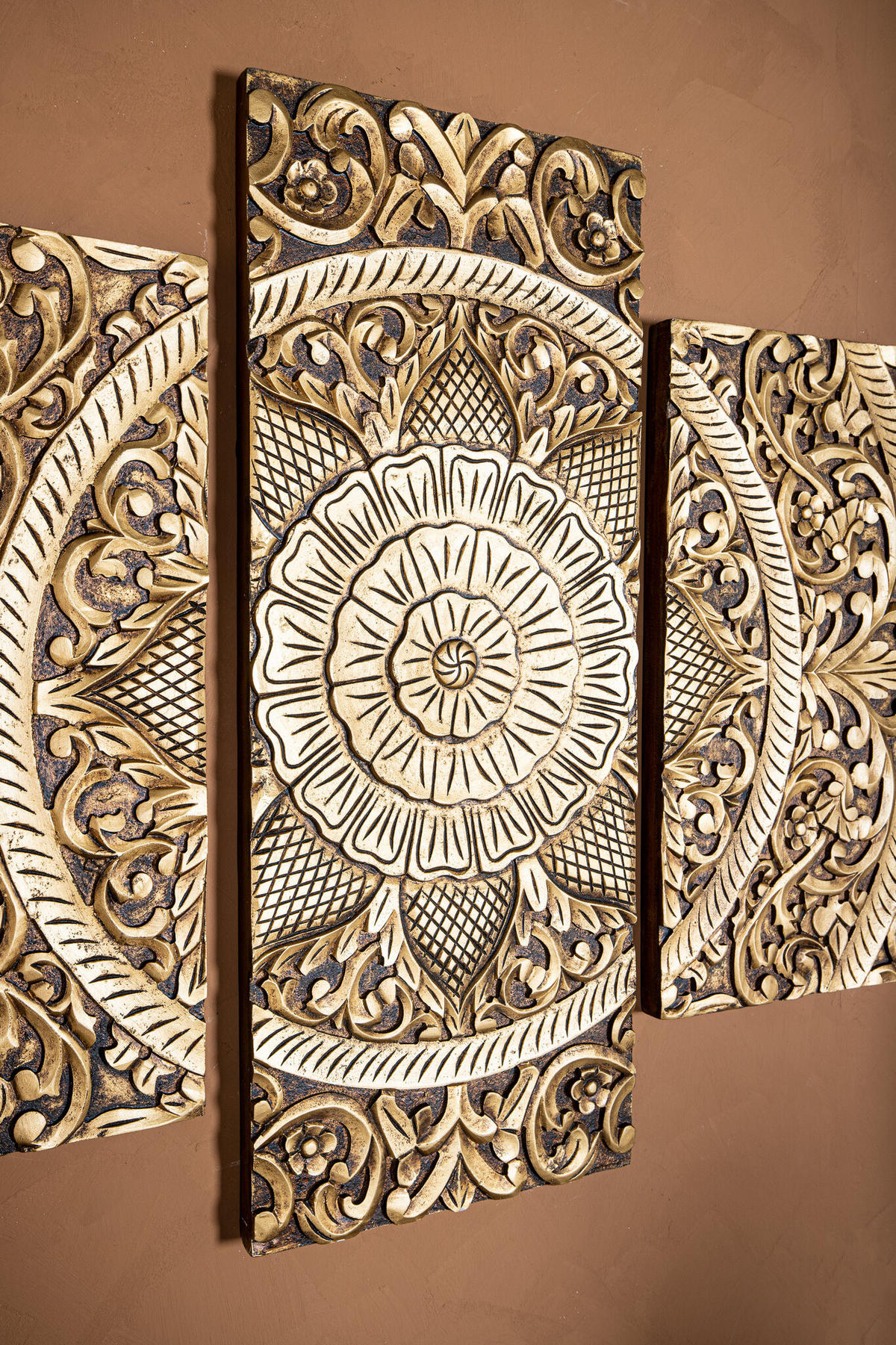 WANDPANEEL Sharlene Gold 180/1.5/90cm 5er-Set - Goldfarben, Holz (1.5/90/180cm) - PTMD Collection
