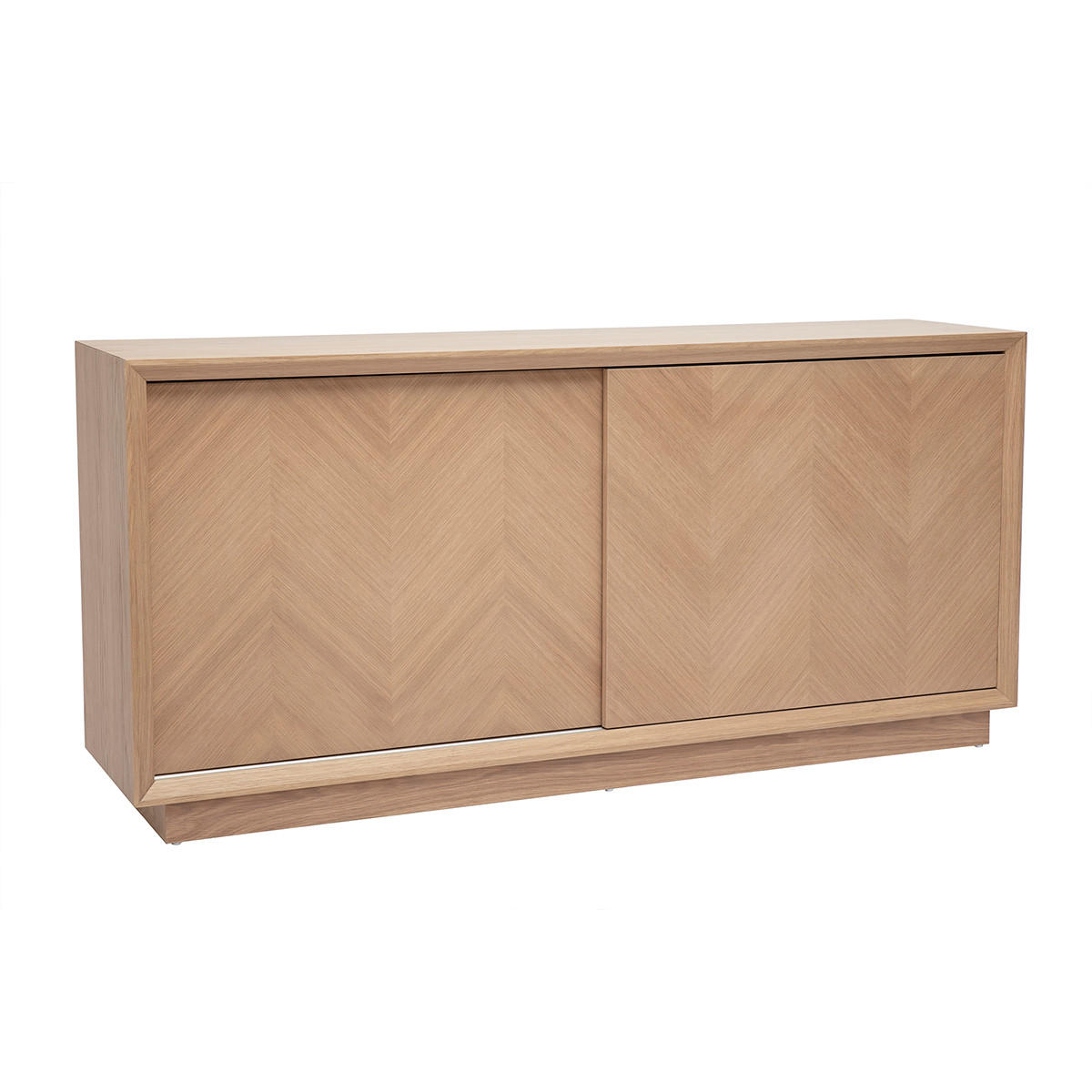 BUFFET Fischgrät Helles Eichenholz L160 ARROW - Eiche Bianco, Holz (39/74/160cm) - Miliboo