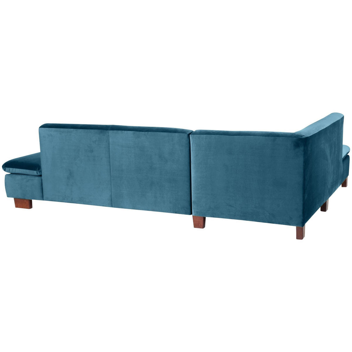 ECKSOFA mit Ottomane links Kaye Bezug Samtvelours Buche nussbaum dunkel / petrol - Blau, Kunststoff (190/270cm) - 58aufmkessel
