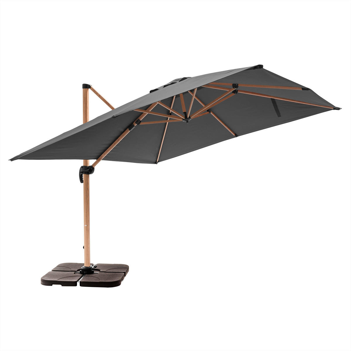 SONNENSCHIRM 3x3m mit 4 Gewichtsplatten, Grau - Grau, Metall (300/300cm) - Oviala