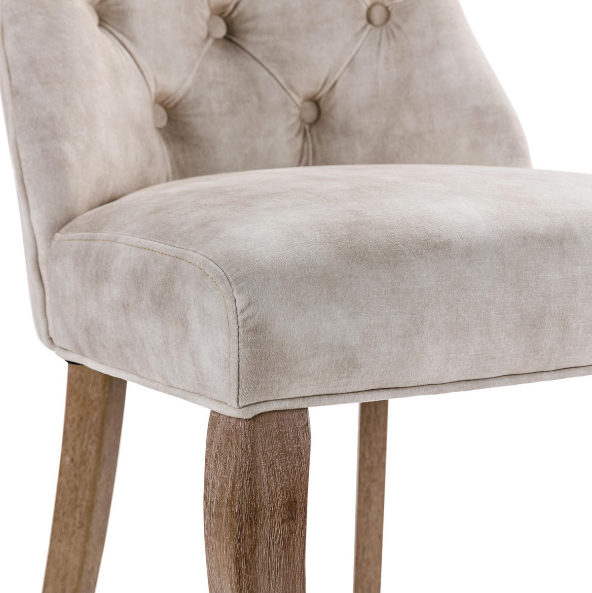 ESSZIMMERSTUHL Samt mit hoher Rückenlehne ca. 51 cm Light Beige 6er-Set - Beige, Metall (51/97/51.1cm) - Meubliv