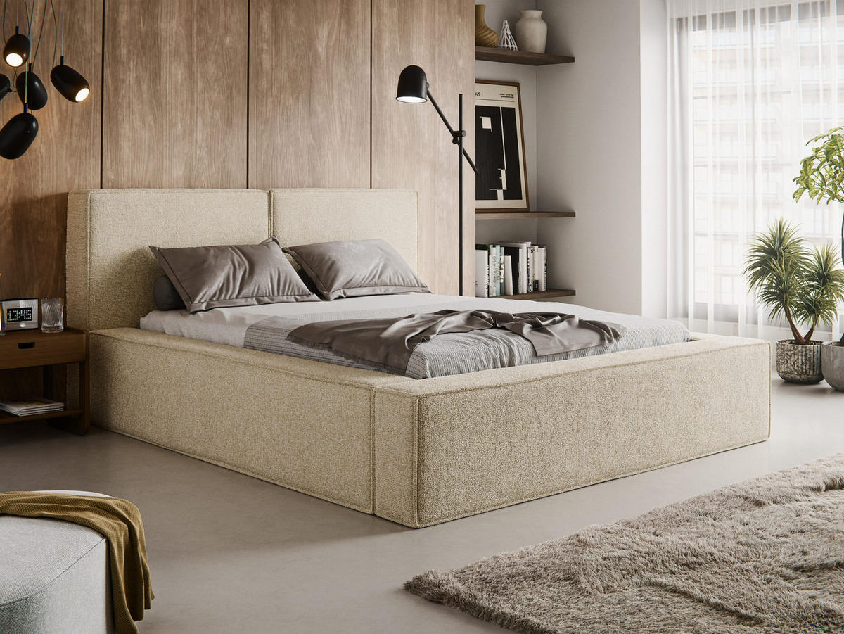 POLSTERBETT Lesti 180x200 cm, Cremeweiß - Creme, Textil (180/200cm) - Fedve