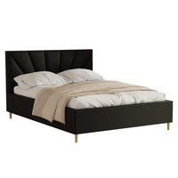 POLSTERBETT AINA 140x200 cm Madryt 9100, 34 Holzlatten, Kopfteil 104 cm - Schwarz, Textil (140/200cm) - Lookway