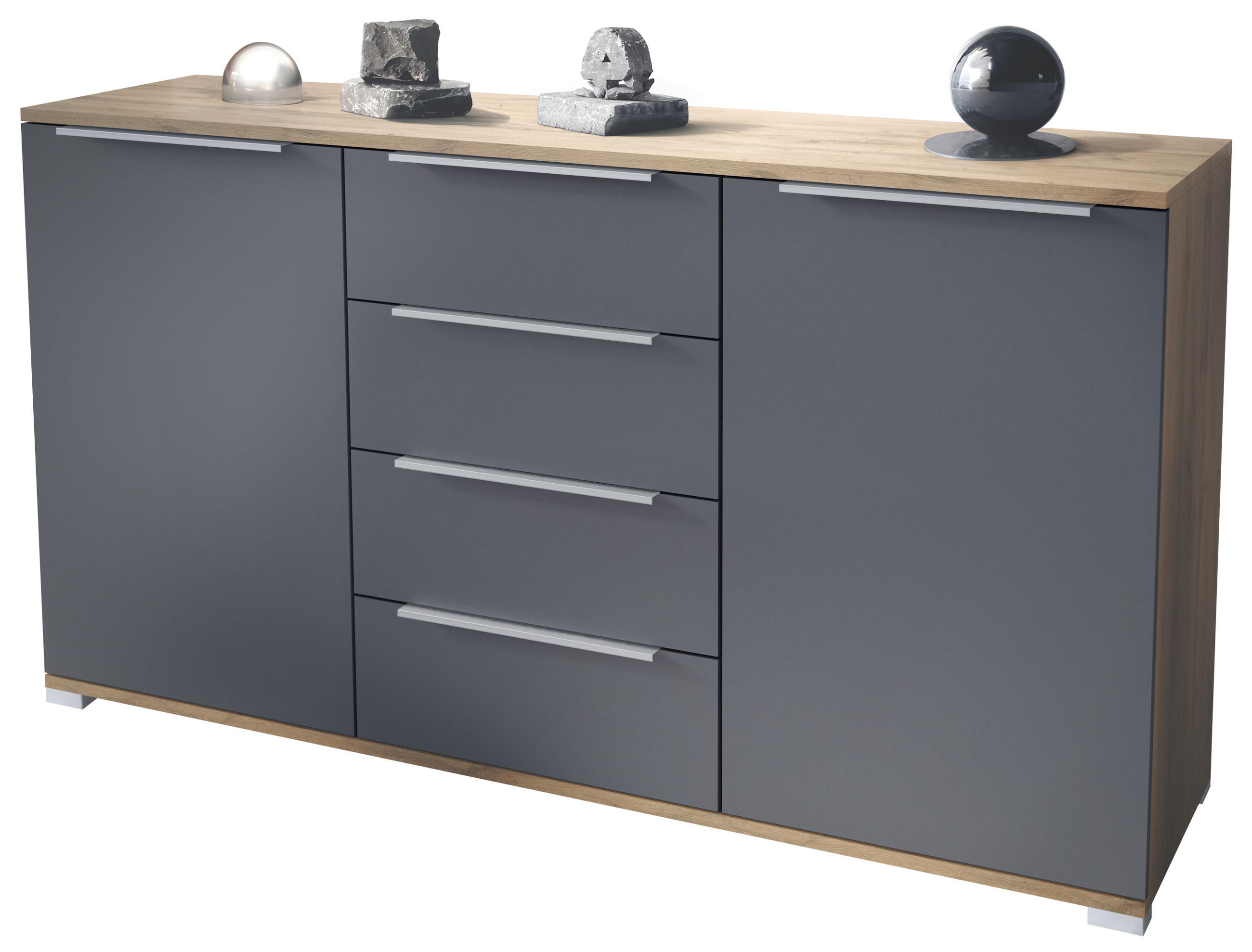 SIDEBOARD Linio Anthrazit matt - Anthrazit, Holzwerkstoff (138.5/75.5/35cm) - Vladon