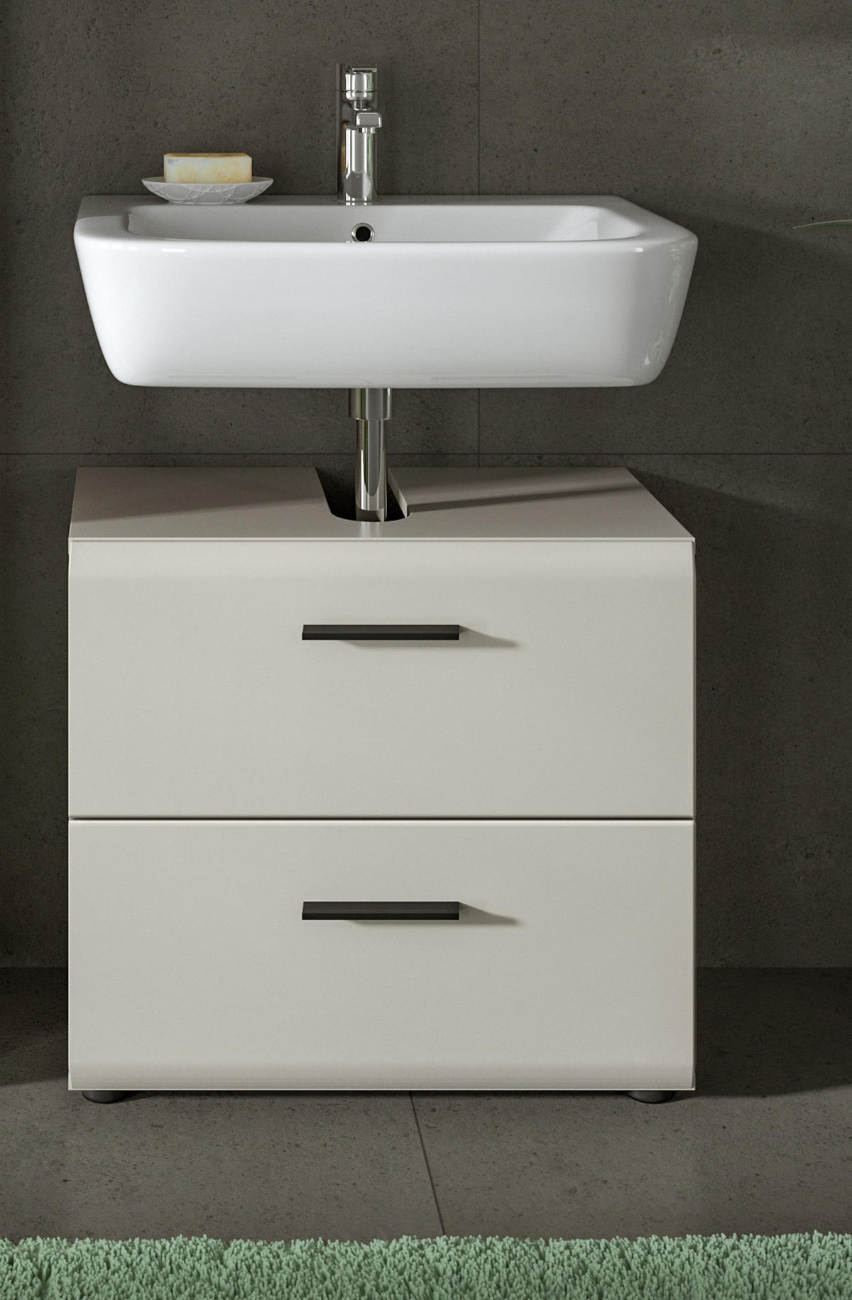 WASCHBECKENUNTERSCHRANK Kaschmir 60 cm, Badezimmer Unterschrank mit Schubladen - Kaschmir/Schwarz, Holzwerkstoff/Kunststoff (60/55/30cm) - Inn.Furn