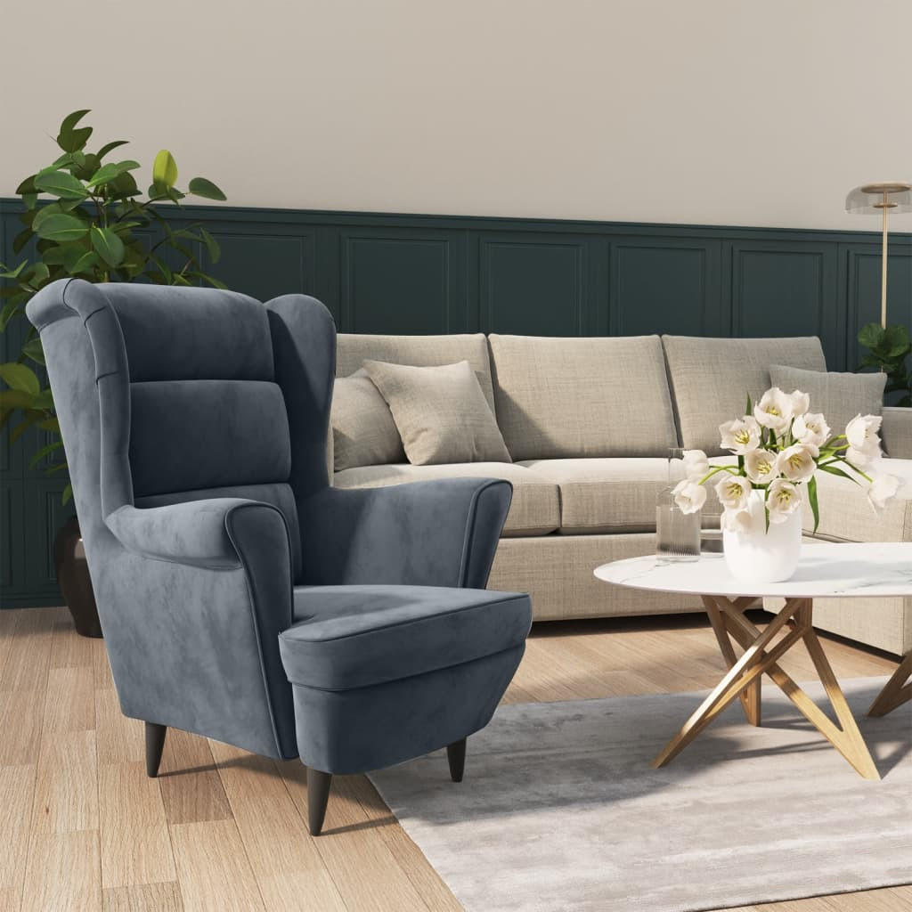 SESSEL Dunkelgrau Samt - Grau, Textil (74/100/84cm) - furnicato