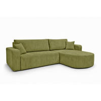 ECKSOFA Mit Schlaffunktion, Cordstoff Poso, Olive, Rechts, ROUND ONE XL - Olivgrün, Holz (271/175cm) - Kaiser Möbel