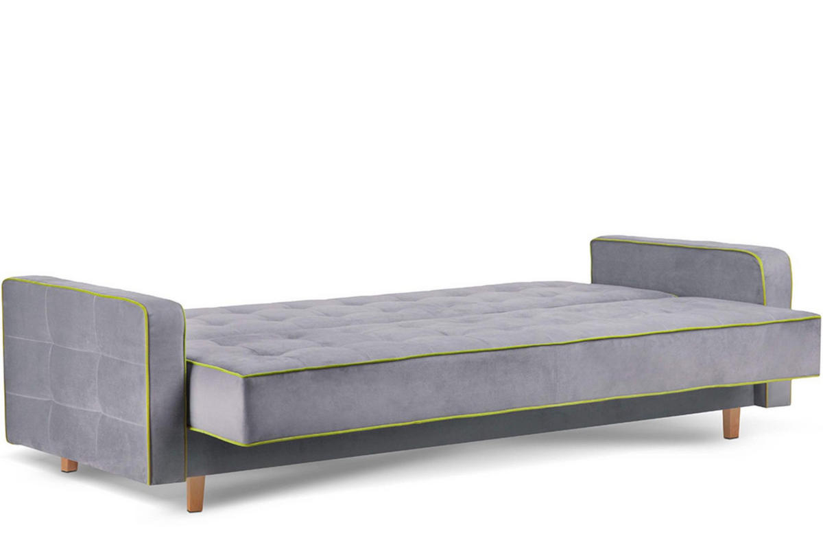 3-SITZER-SCHLAFSOFA DOZER mit 2 Zierkissen und Wellenunterfederung, Grau - Grau, Textil (223/94/93cm) - KONSIMO®