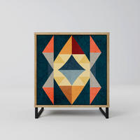 SIDEBOARD CRACKED ILLUSION, Eichefarben, 57,5x42x67,5 cm, Schwarze Metall-Rahmenfüße - Eichefarben/Multicolor, Holzwerkstoff/Metall (57.5/67.5/42cm) - SpaceRebels