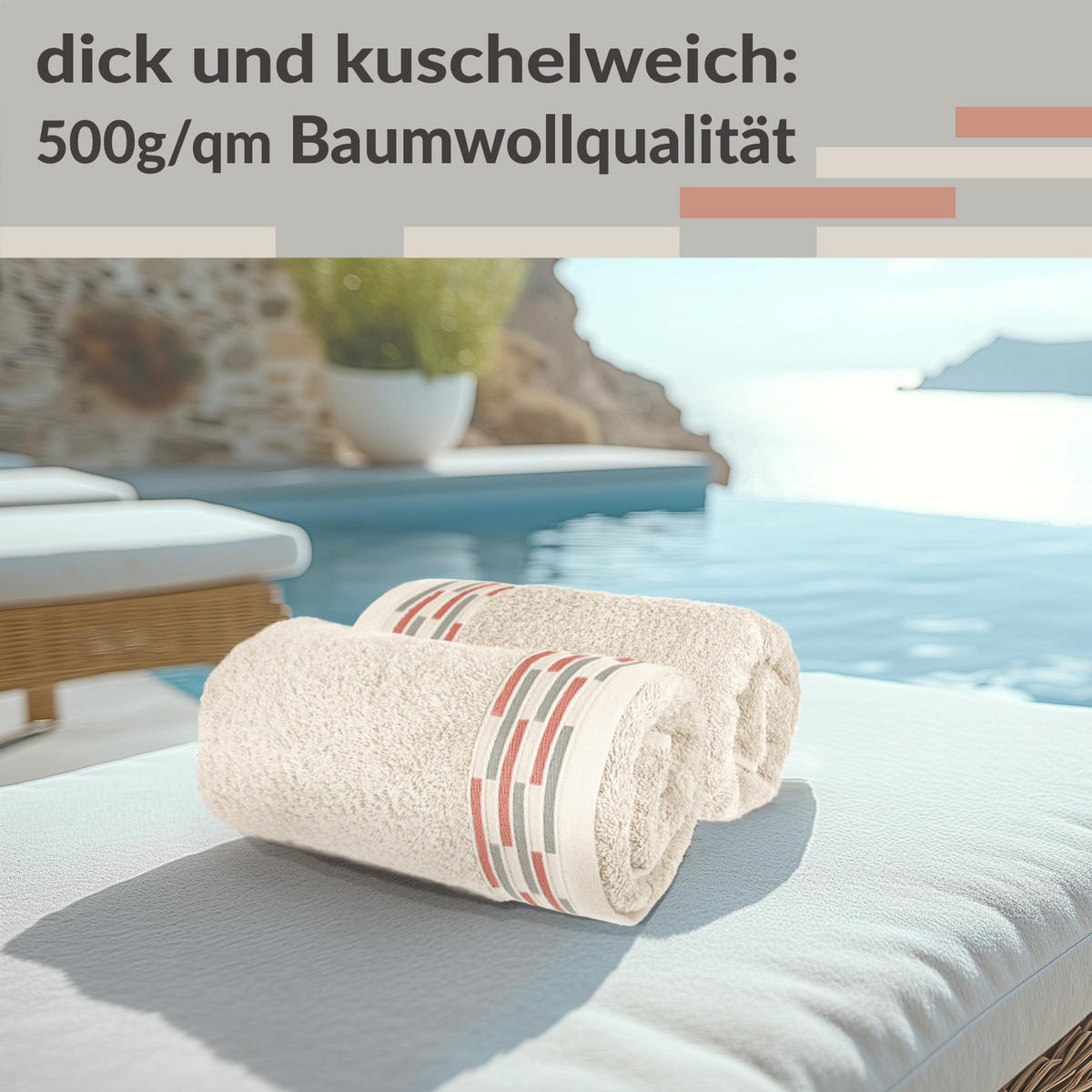 HANDTUCH Lugano Natur 2er 50x100 cm - Naturfarben, Textil (50/100cm) - Lashuma