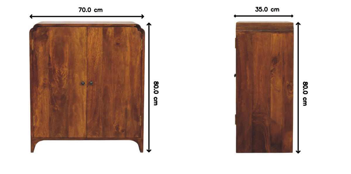 SIDEBOARD Rich-Kastanien-Finish, 2 Regale innen, Braun - Braun, Holz (35/80/70cm) - Artisan Furniture